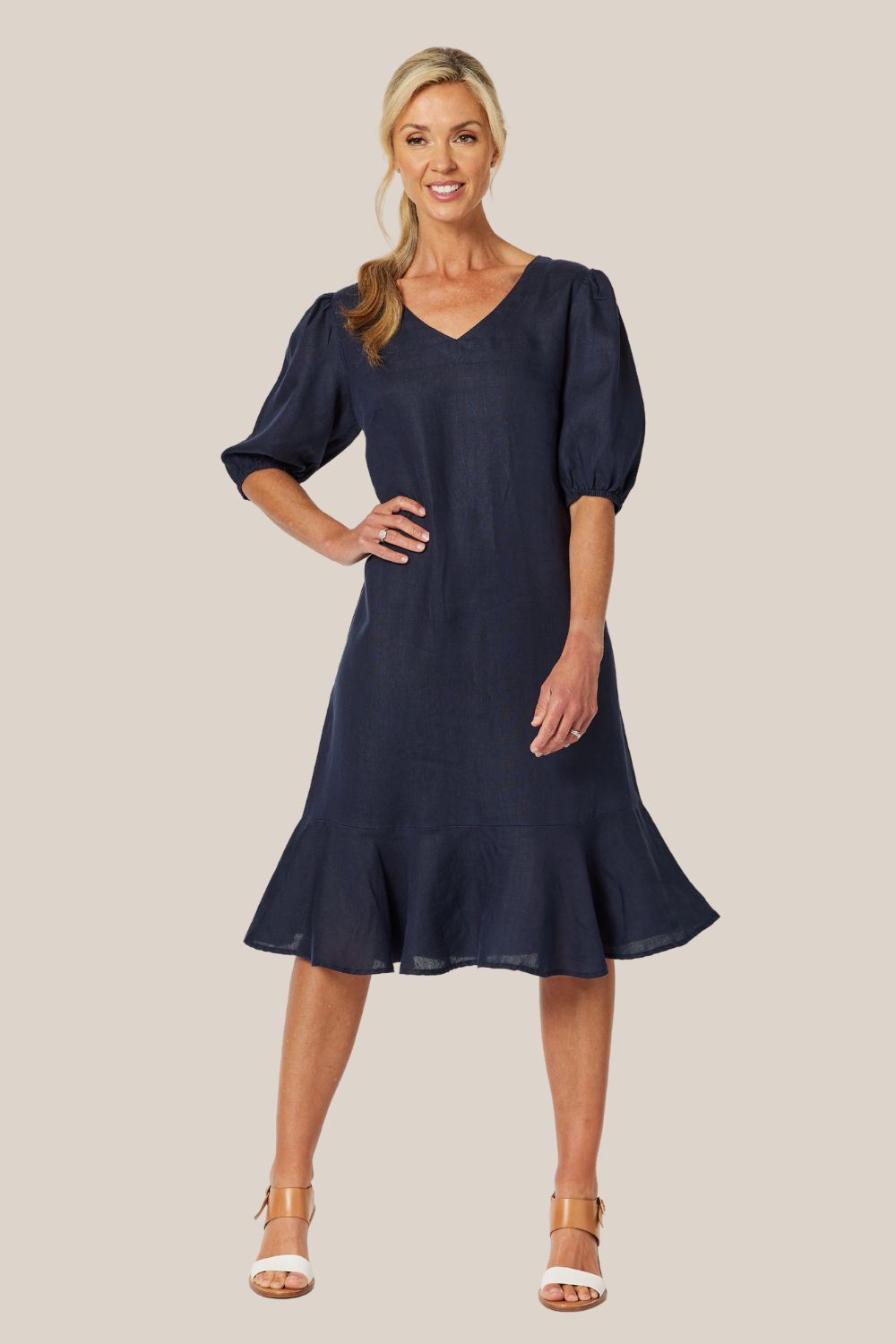 Gordon Smith Flute Hem Linen Dress