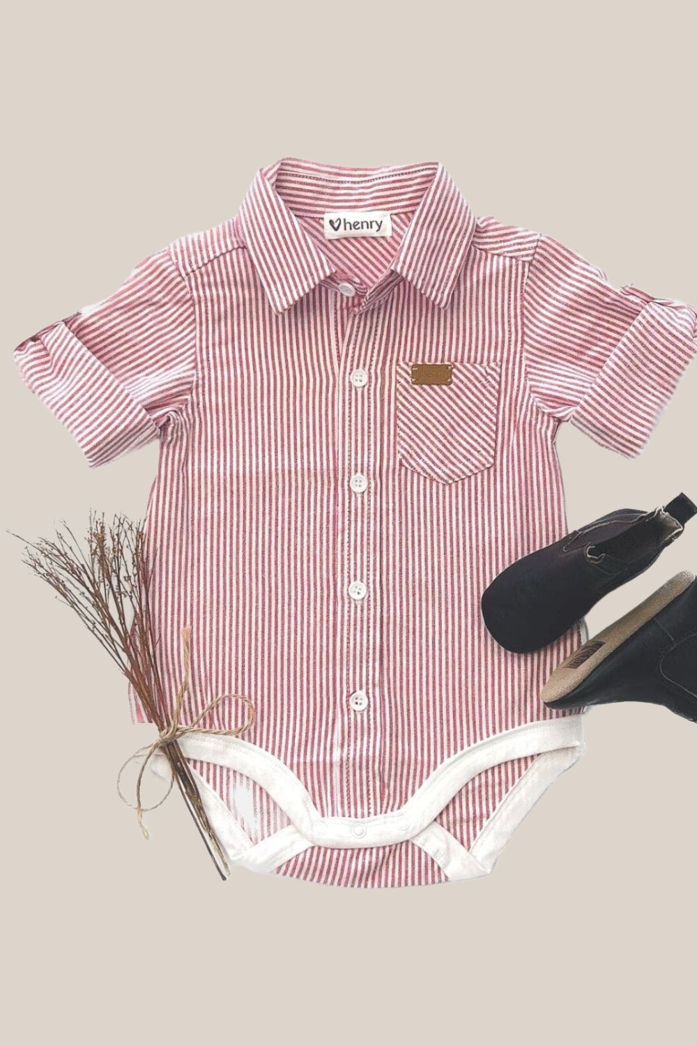 Love Henry Baby Boys Dress Shirt Romper
