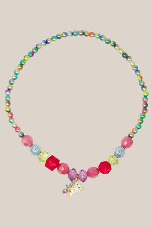 Pink Poppy Unicorn Rainbow Pearl Necklace