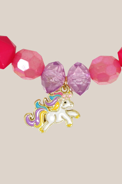 Pink Poppy Unicorn Rainbow Pearl Necklace