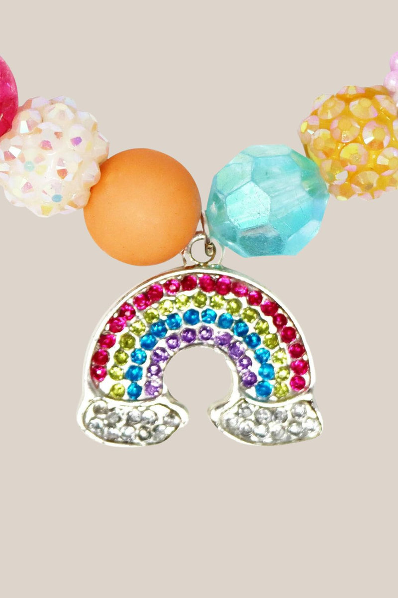 Pink Poppy Rainbow Necklace And Bracelet Set