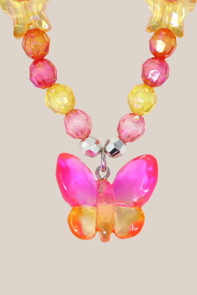 Pink Poppy Rainbow Butterfly Necklace And Bracelet Set