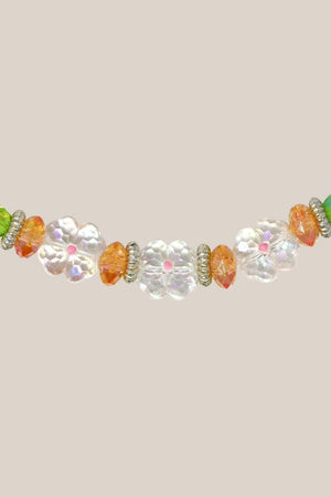 Pink Poppy Pixie Fantasy Flower Beaded Necklace And Bracelet Set