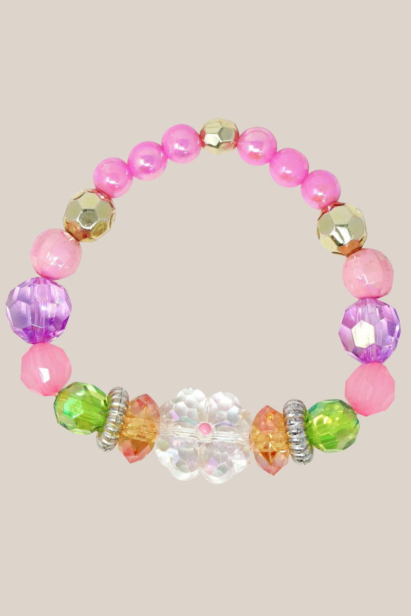 Pink Poppy Pixie Fantasy Flower Beaded Necklace And Bracelet Set
