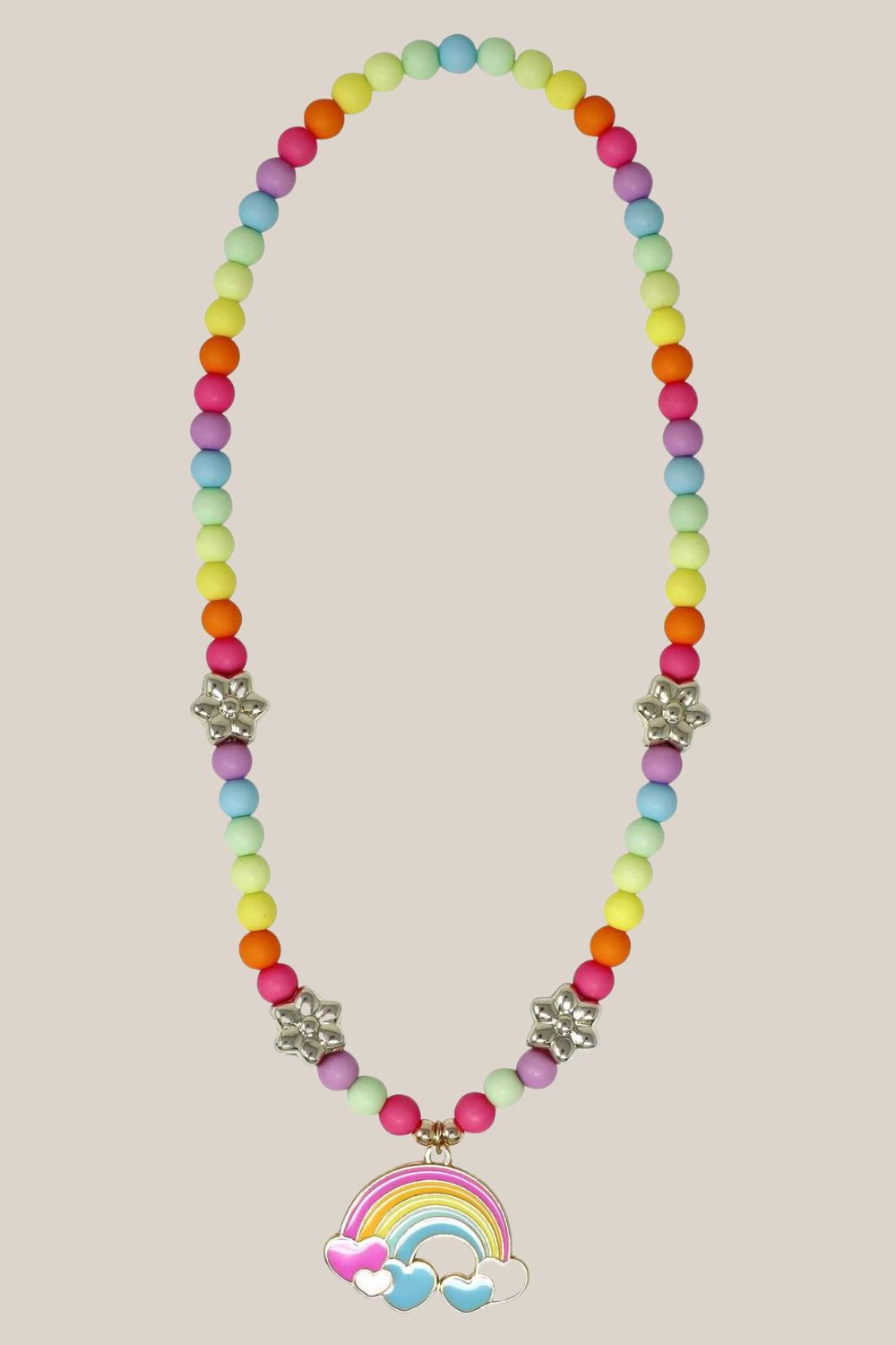 Pink Poppy Daisy Rainbow Necklace