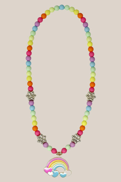 Pink Poppy Daisy Rainbow Necklace