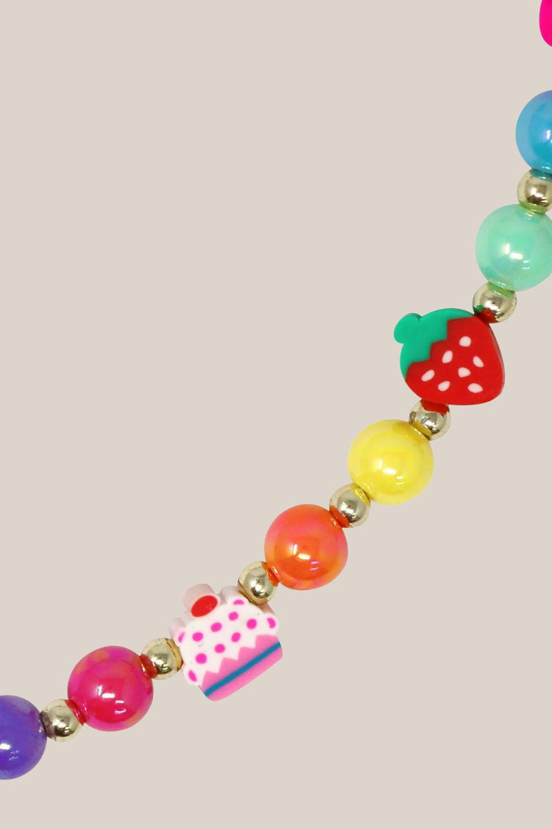 Pink Poppy Rainbow Smiley Face And Fruit Necklace And Bracelet Set