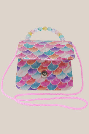 Pink Poppy Shimmering Mermaid Scale Hard Handbag