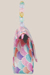 Pink Poppy Shimmering Mermaid Scale Hard Handbag