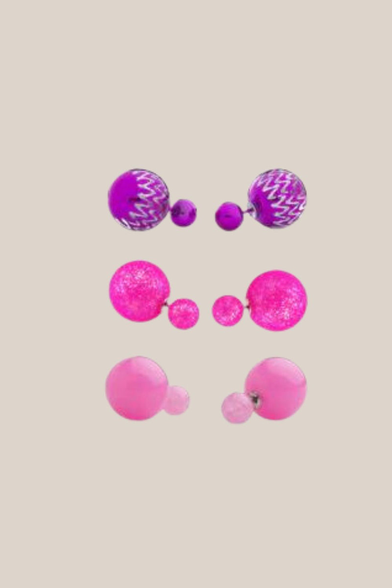 Pink Poppy Candy Ball Double Sided Earrings
