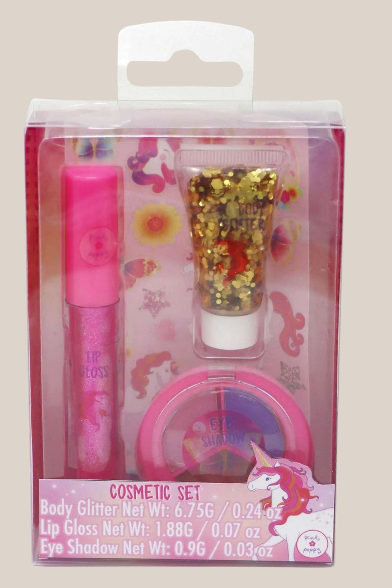 Pink Poppy Unicorn Butterfly Cosmetic Set