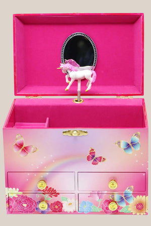 Pink Poppy Unicorn Butterfly Musical Jewellery Box