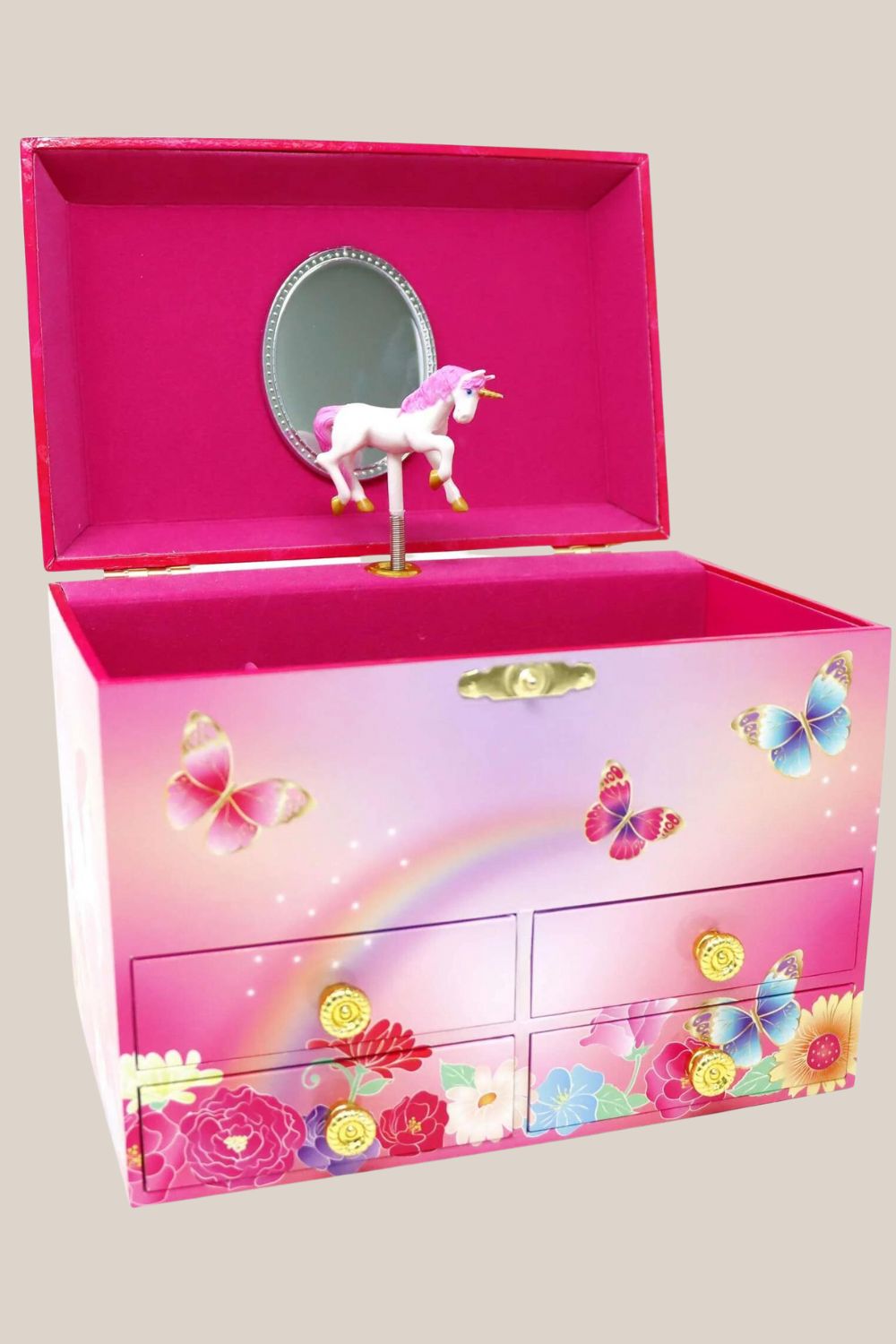 Pink Poppy Unicorn Butterfly Musical Jewellery Box