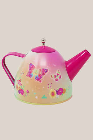 Pink Poppy Rainbow Butterfly Tea Set In Basket