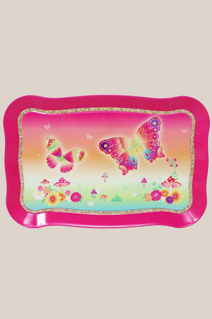 Pink Poppy Rainbow Butterfly Tea Set In Basket