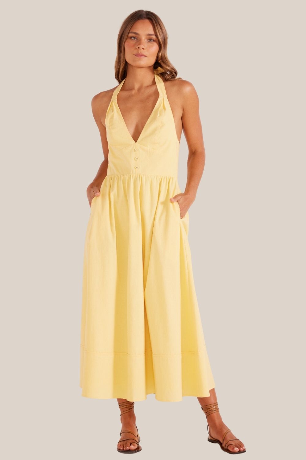 Mink Pink Alani Halterneck Midi Dress