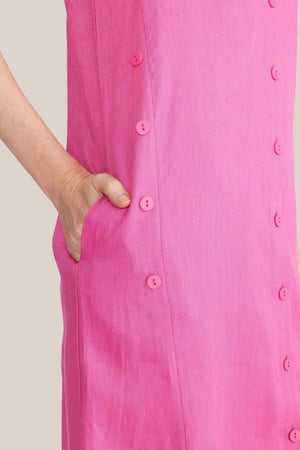 Yarra Trail Sleeveless Button Trim Midi Dress