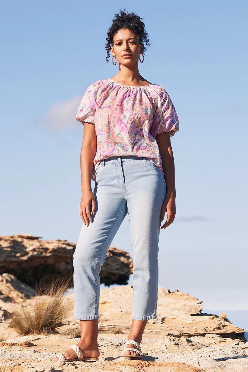 Yarra Trail Angel 1/2 Sleeve Paisley Top