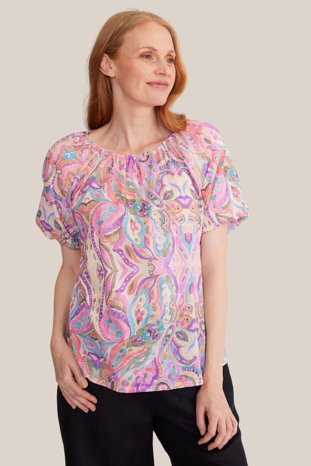 Yarra Trail Angel 1/2 Sleeve Paisley Top