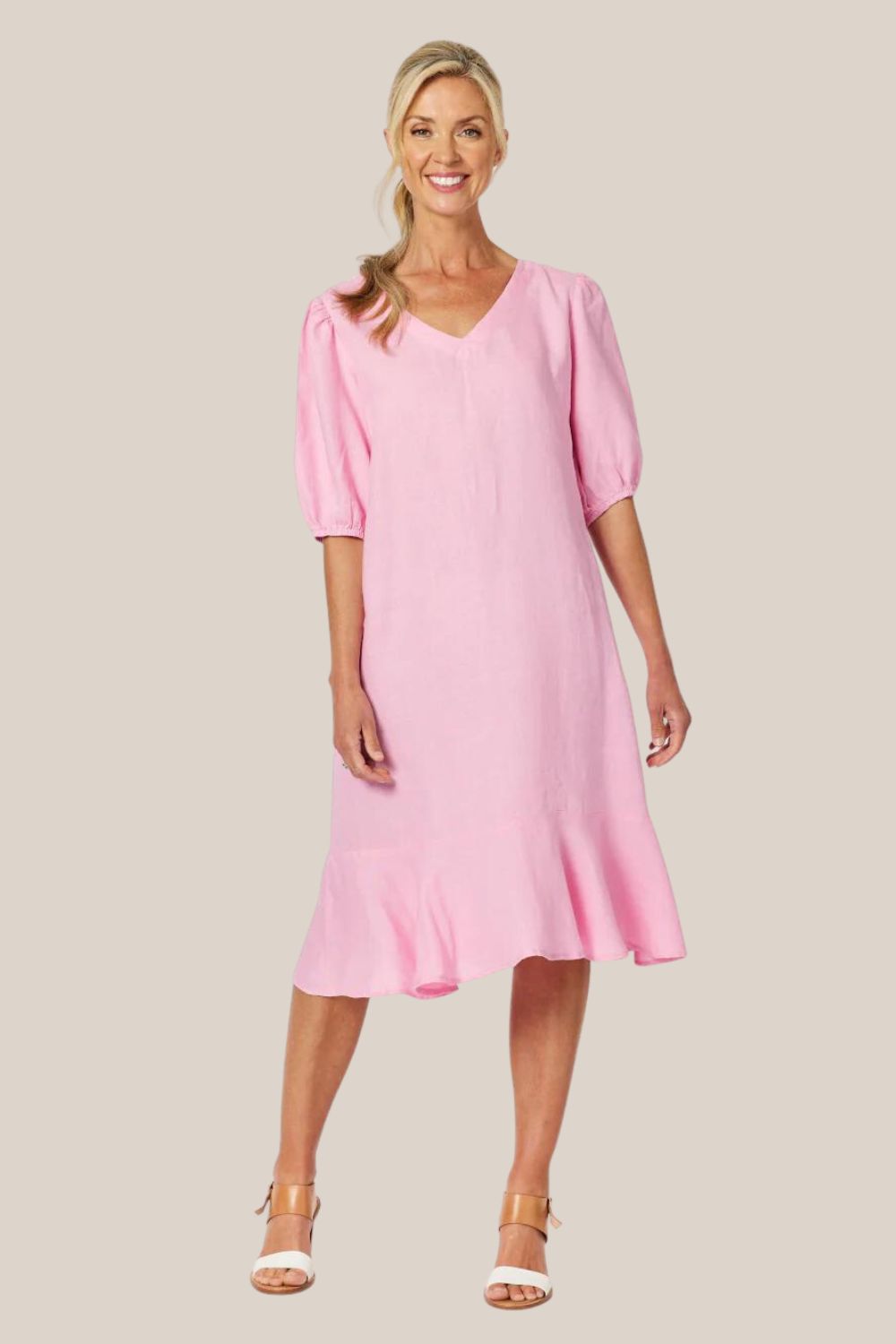 Gordon Smith Flute Hem Linen Dress