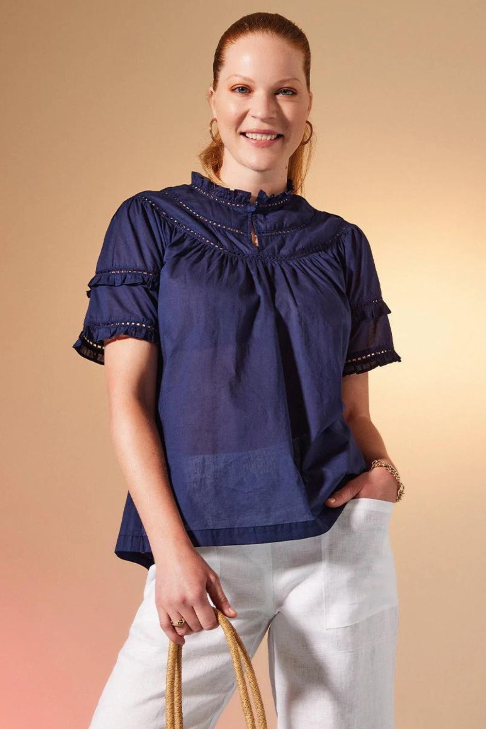 Yarra Trail Lace Yoke Top
