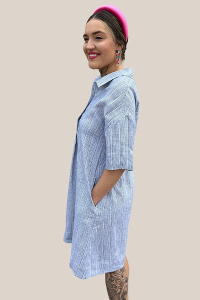 Yarra Trail Stripe Shirt Shift Dress