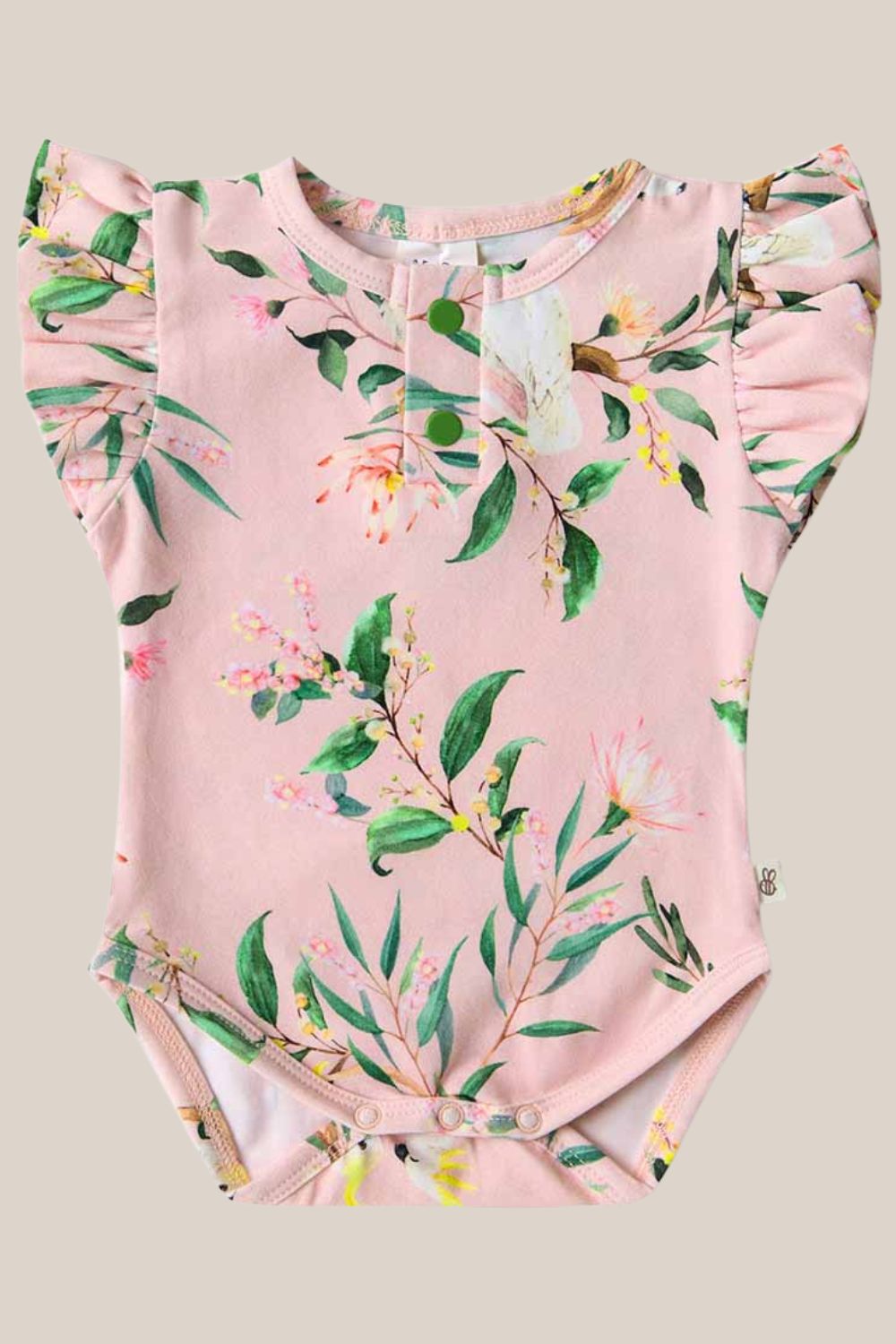 Snuggle Hunny Cockatoo Short Sleeve Organic Bodysuit With Frill