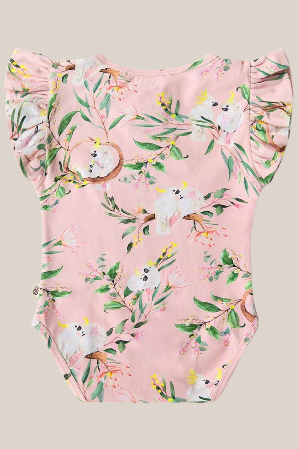 Snuggle Hunny Cockatoo Short Sleeve Organic Bodysuit With Frill