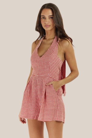 Amelius Gingham Halter Playsuit
