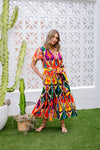 Cactus Rose Belted Maxi Dress