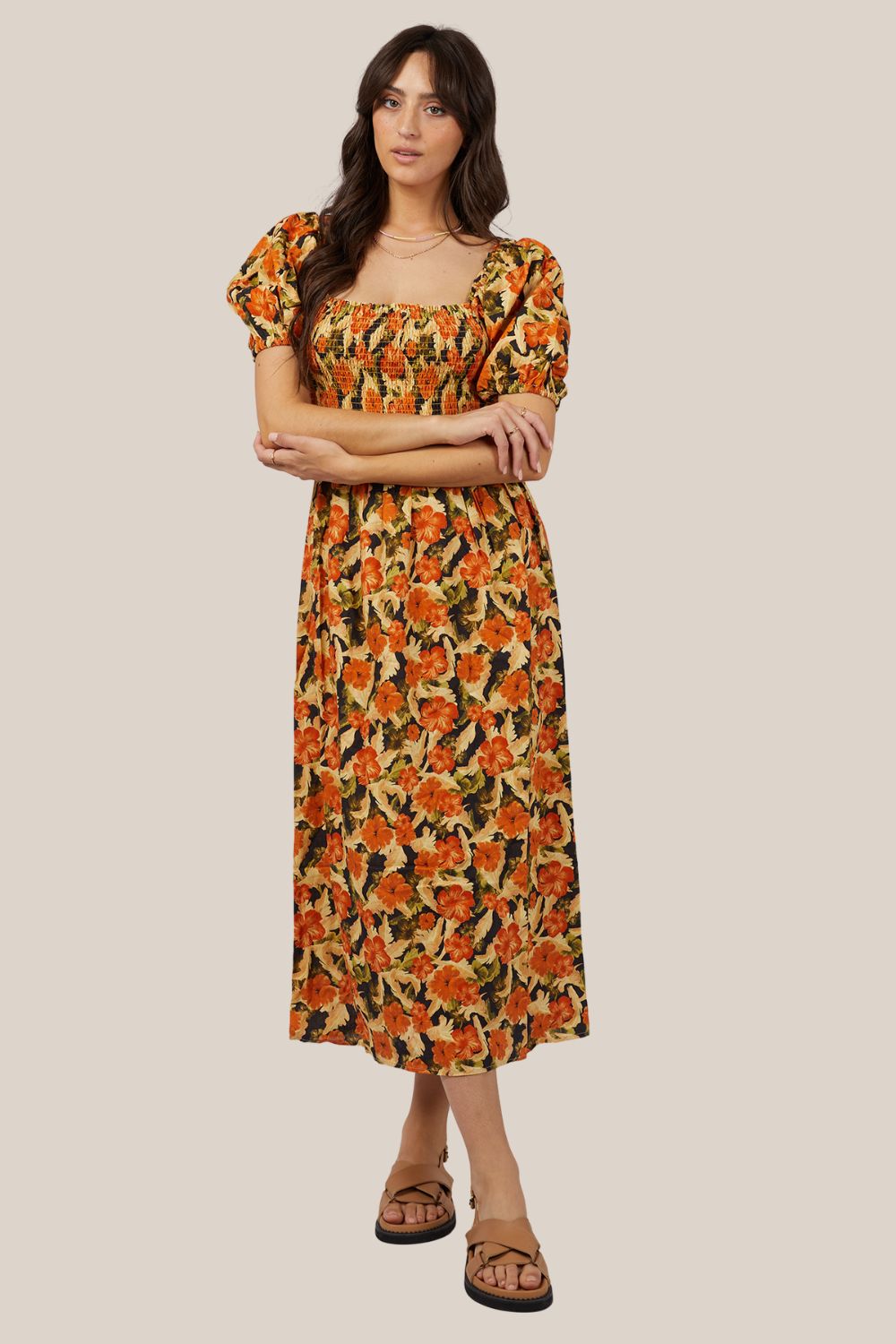 All About Eve Margot Floral Shirred Dress