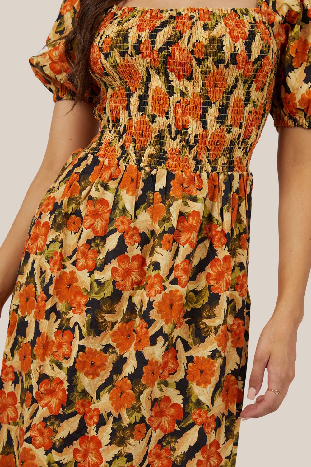 All About Eve Margot Floral Shirred Dress