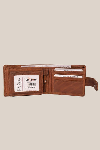 Cenzoni RFID Oil Pull Up Leather Mens Wallet