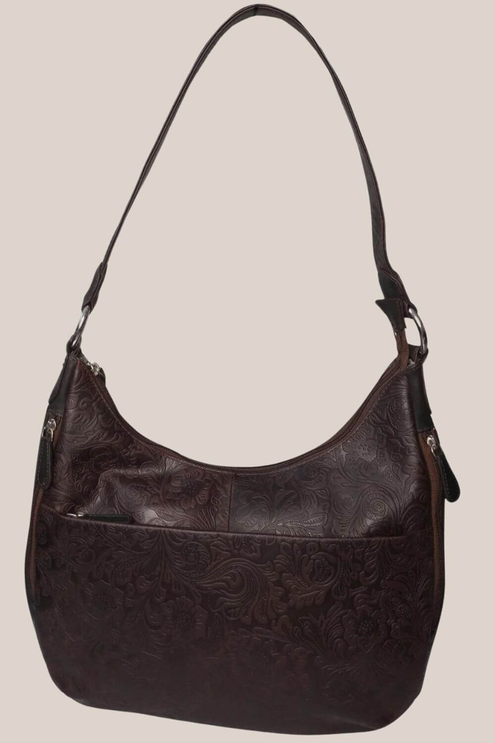 Cenzoni Floral Embossed Leather Bag