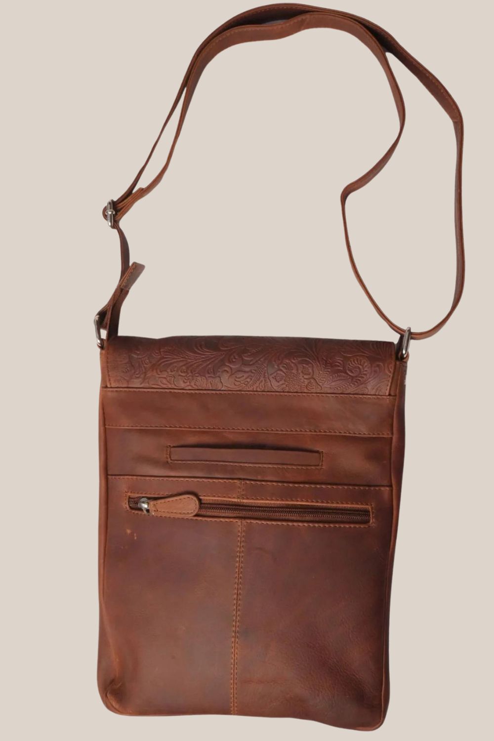 Cenzoni Floral Embossed Leather Bag