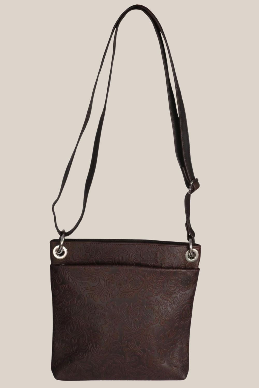 Cenzoni Floral Embossed Leather Bag