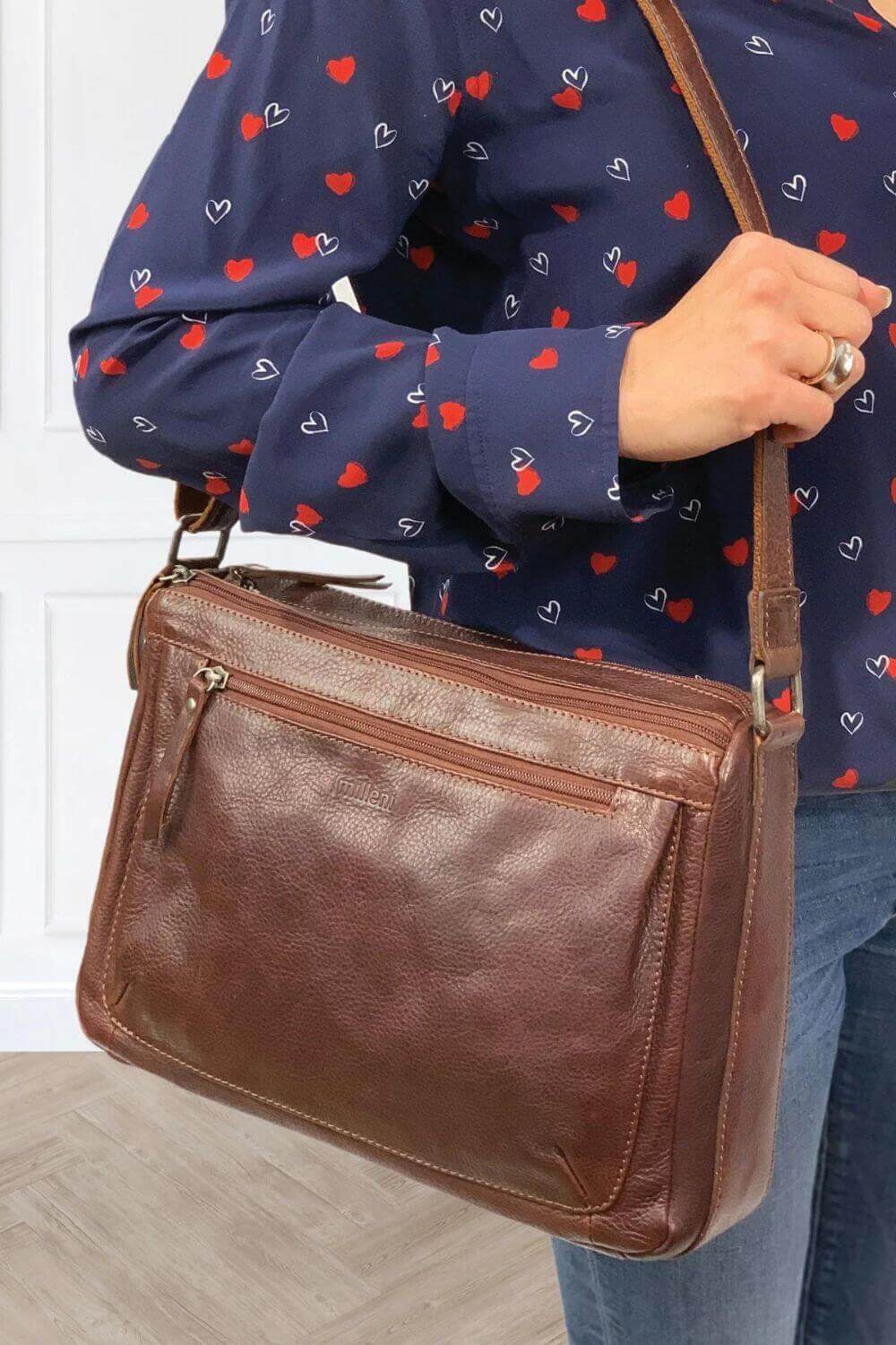 Milleni Leather Cross Body Bag