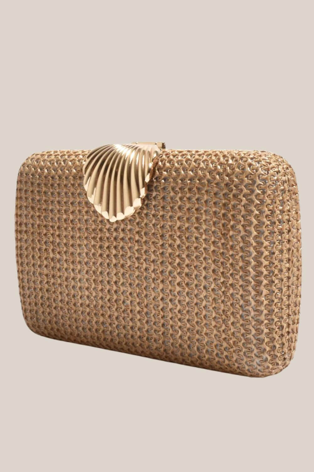 Adorne Livy Shell Clasp Woven Structured Clutch