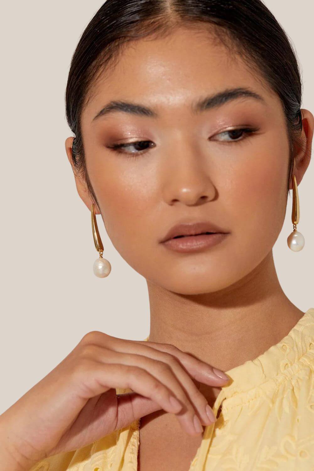 Adorne Freshwater Long Drop Pearl Earrings