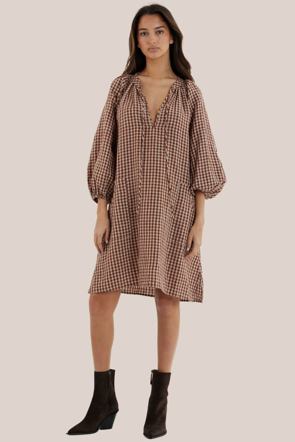 Amelius Hazel Checked Tunic Mini Dress