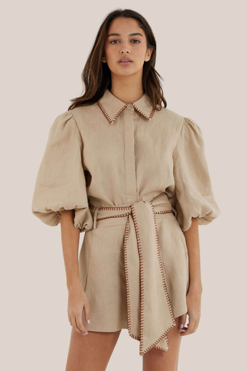 Amelius Chloe Stitch Detail Linen Shirt