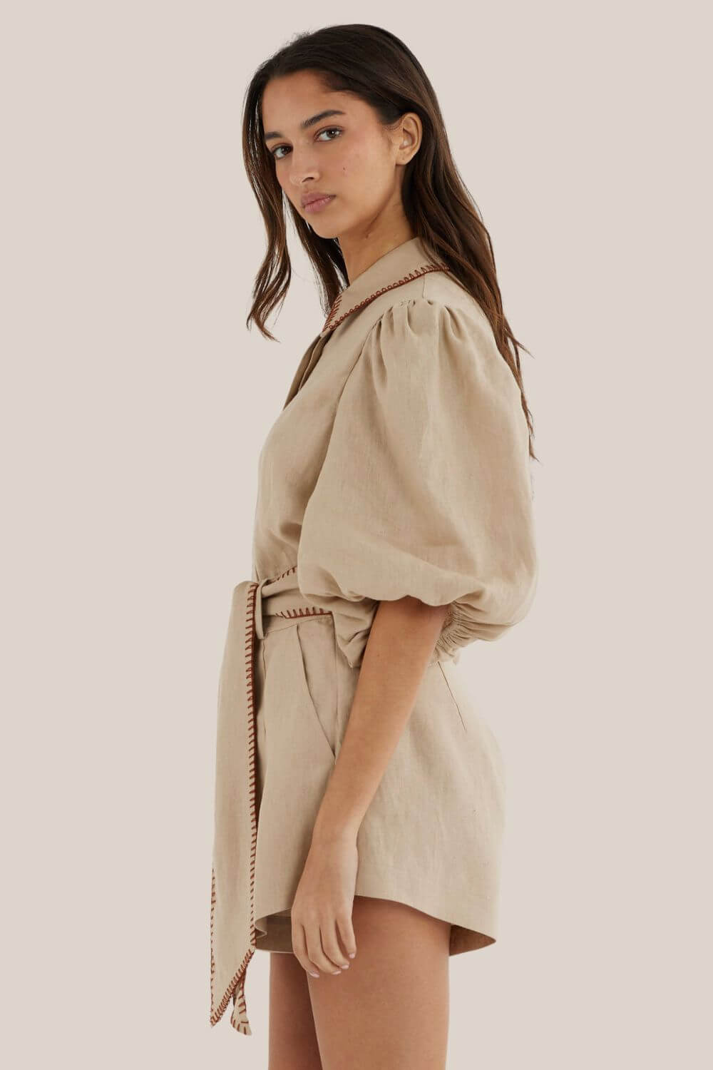 Amelius Chloe Stitch Detail Linen Shirt