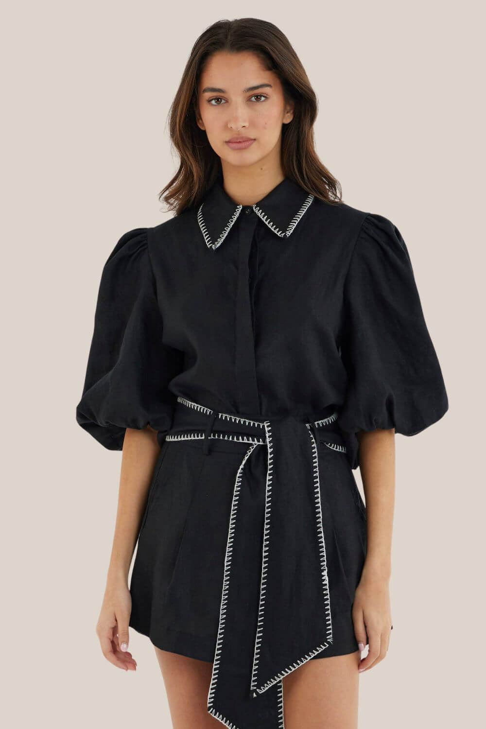 Amelius Chloe Stitch Detail Linen Shirt