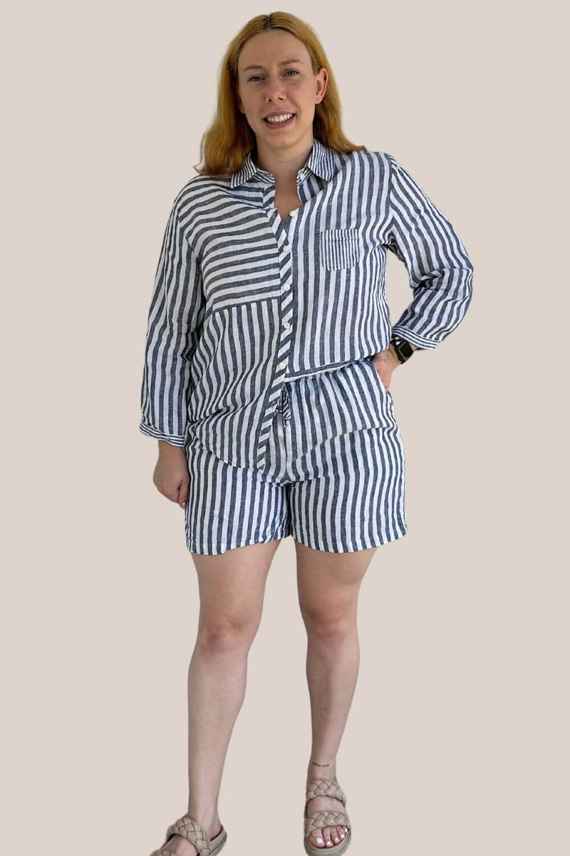 Worthier Hyatt Stripe Linen Shorts