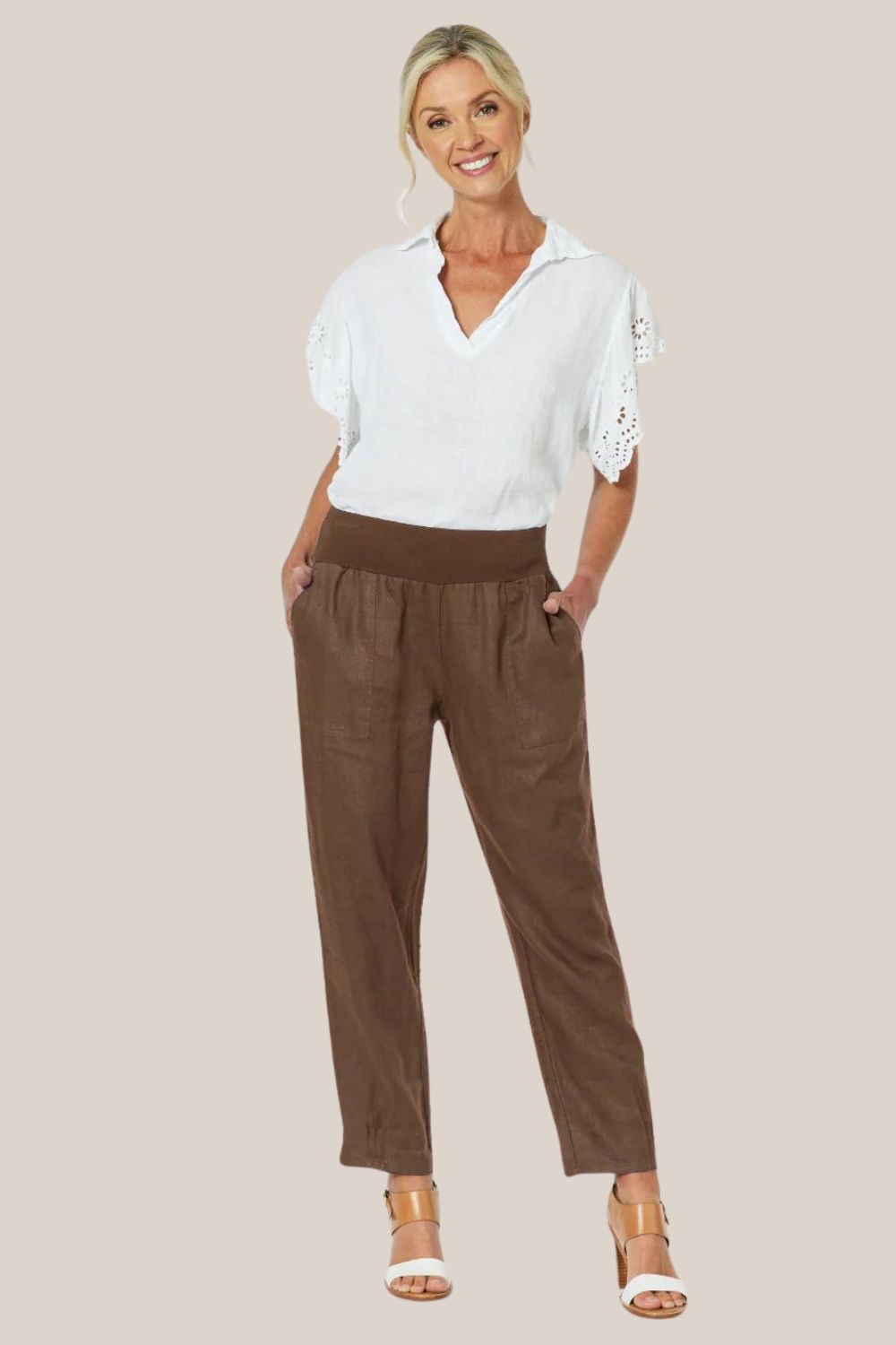Gordon Smith Jersey Waist Sarah Linen Pant