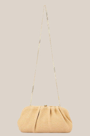 Olga Berg Queenie Gathered Woven Clutch