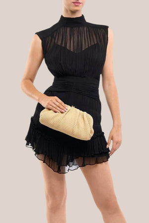 Olga Berg Queenie Gathered Woven Clutch