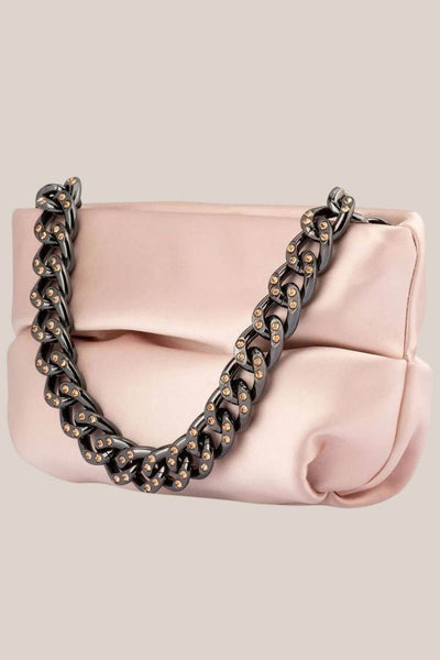 Olga Berg Jules Satin & Crystal Pouch