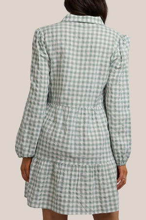 All About Eve Frankie Check Long Sleeve Mini Dress
