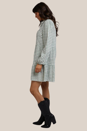 All About Eve Frankie Check Long Sleeve Mini Dress